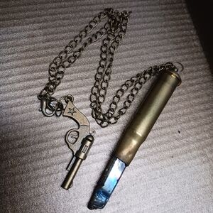 Bullet Pendant Necklace with Revolver Charm